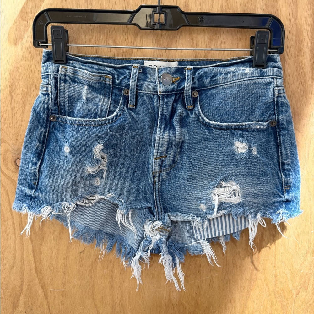 Frame Denim Distressed Blue Jean Shorts